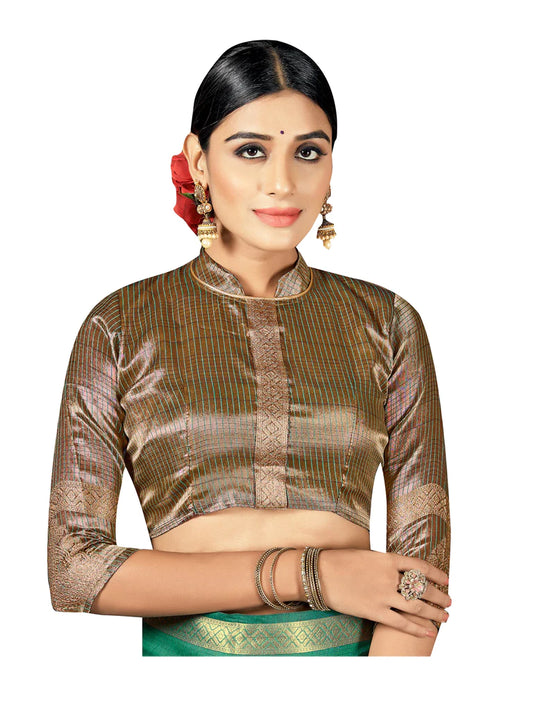 Readymade Gold Art Silk 3/4 Sleeve Solid Blouse